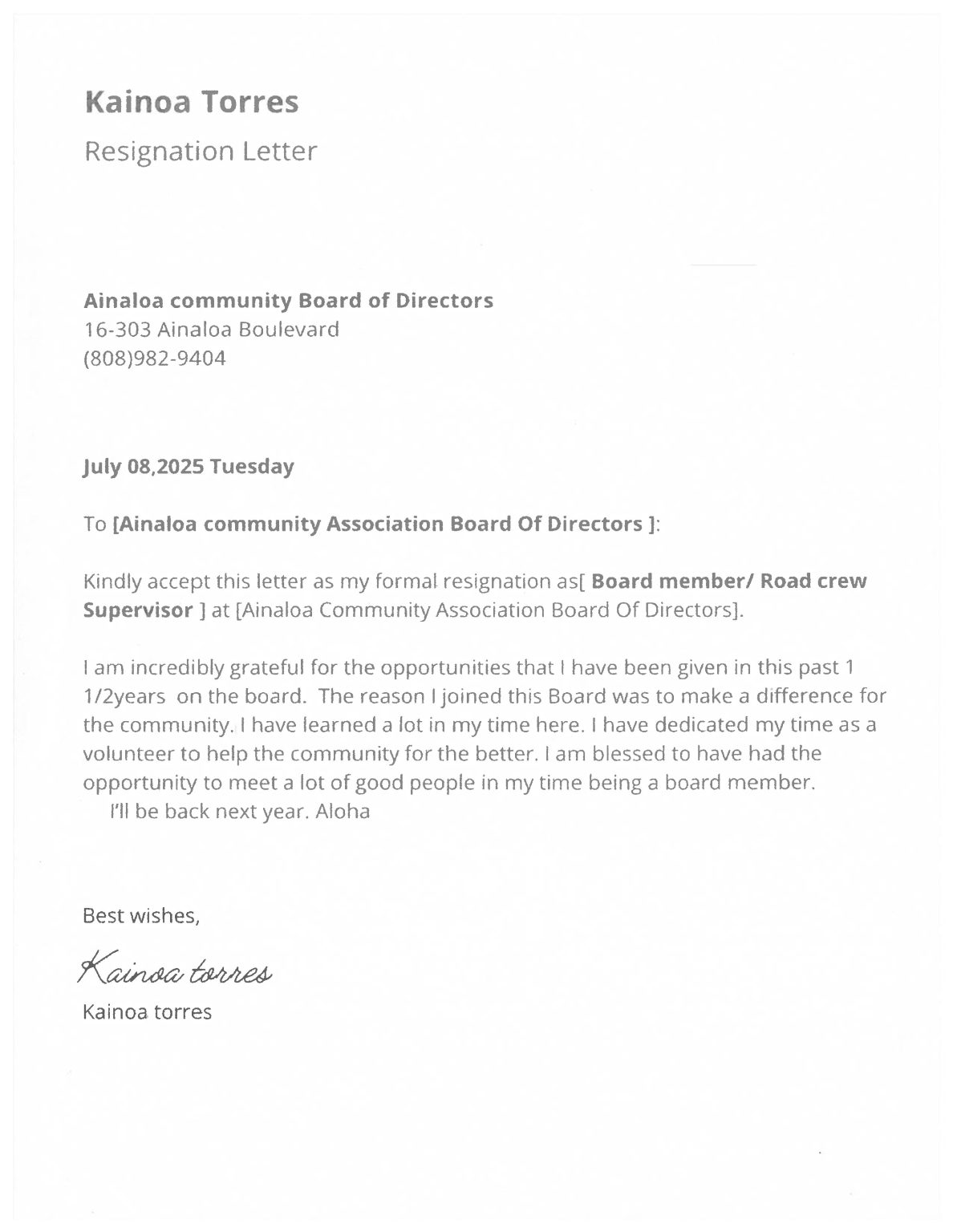 Important News – Ainaloa Community Association